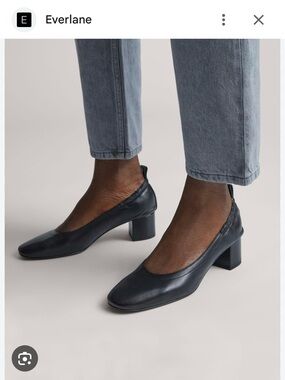 Everlane Black Leather Block Heel Pumps